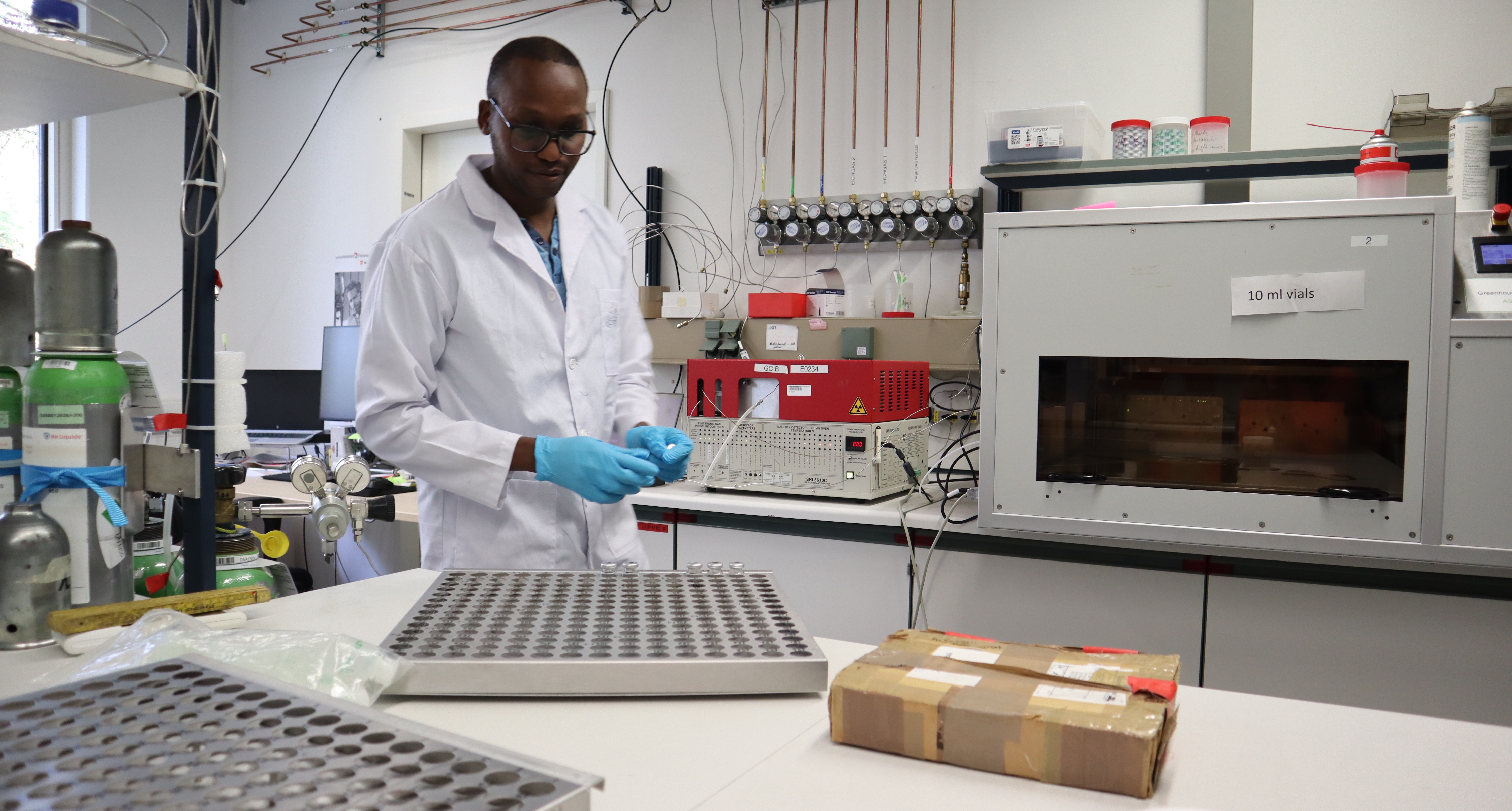 Dr. Ricky Mwanake in GC lab